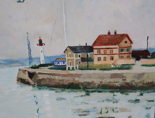  Port De Honfleur Signé Jacques Bouyssou Daté 1967