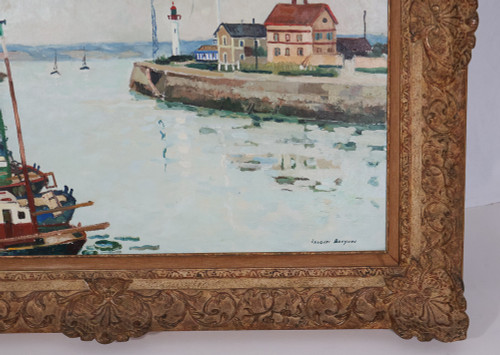  Port De Honfleur Signé Jacques Bouyssou Daté 1967