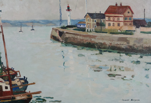  Port De Honfleur Signé Jacques Bouyssou Daté 1967