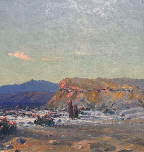 Marius Castelli ( 1870-1959) - Orientalist Landscape And Bedouins, 1914