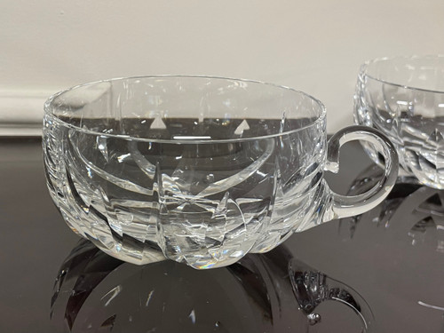 Saint Louis - Signed Engraved Crystal Punch Set Salad Bowl + 8 Cups