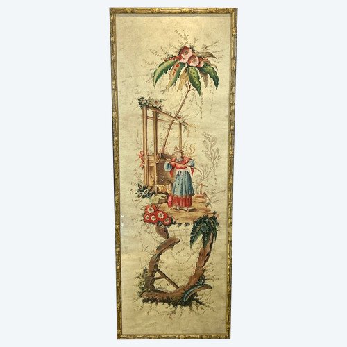 LARGE LATE 18TH EARLY 19TH CHINESE WATERCOLOR ON RICE PAPER (REFRAMED