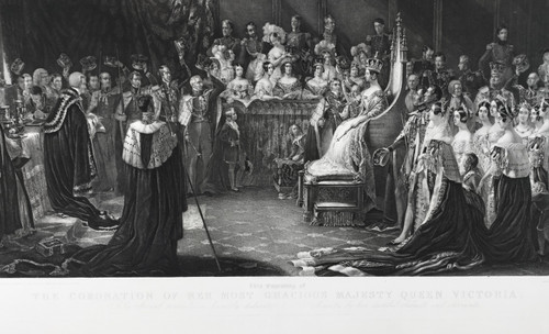 Etching  Queen Victoria Coronation  Engraving After George Hayter Old Print 19th C