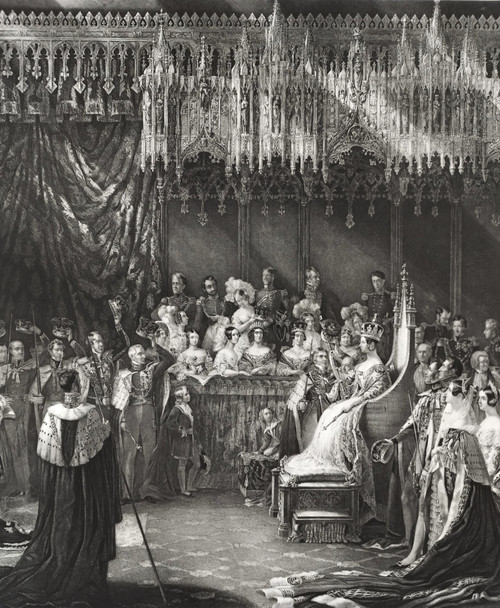 Etching  Queen Victoria Coronation  Engraving After George Hayter Old Print 19th C