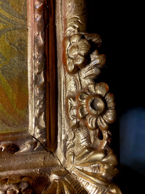 Rare 18th century miniature Christ in Dieppe ivory, Regency gilt frame, gilded paper with branches