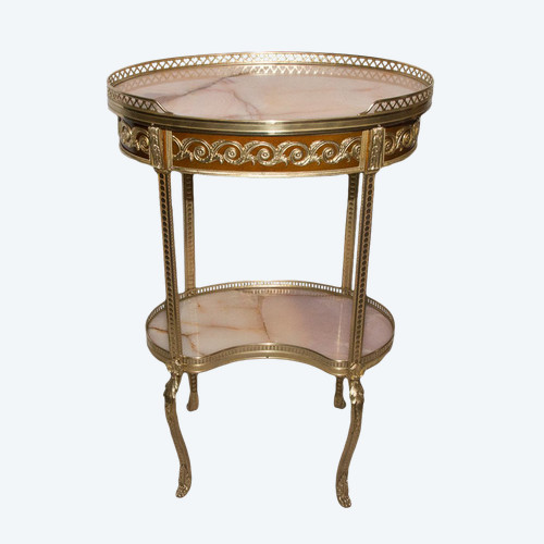 Transition Style Pedestal Table In Bronze And Onyx Circa 1880