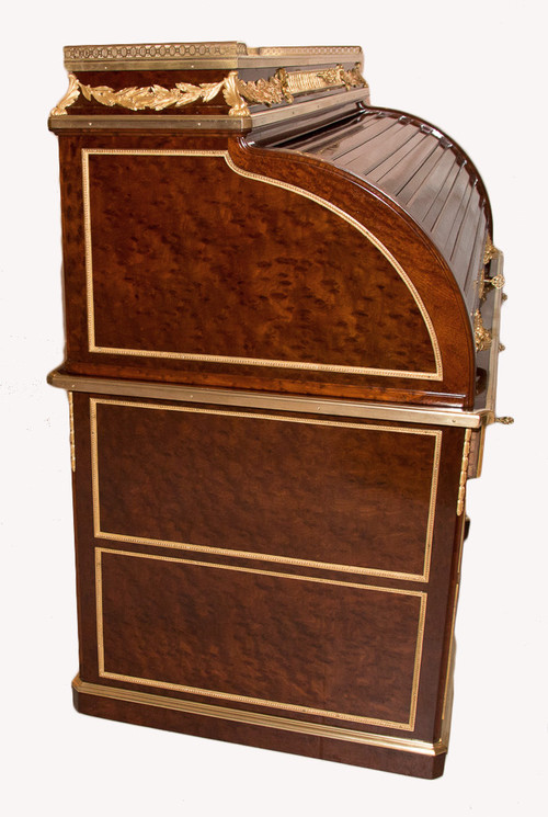 Large Cylinder Desk with Box Stamped André Aucoc, Circa 1890