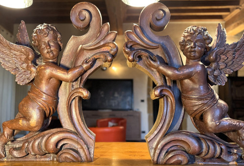 Grande Paire D’anges De Buffet D’orgue – XIXe