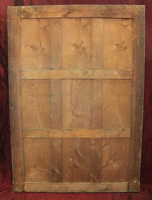 Miroir De Cheminée Ancien à décors floraux, patine, glace mercure, 100 x 140 cm