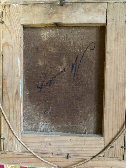 Bellissimo ritratto di Cristo con bellissimo sguardo, delicato dipinto olio su tela del periodo Luigi Filippo
