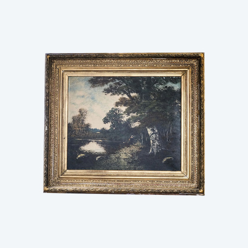 Huile sur toile XIXème, paysage de L. HENRY