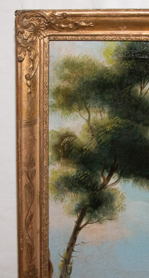 Trumeau In Wood And Golden Stucco, Restoration Period