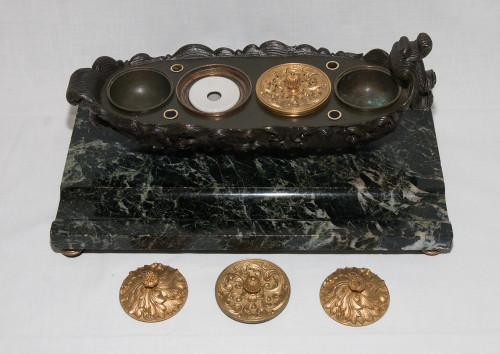 Calamaio In Bronzo Periodo Restauro 1820/1830 Circa
