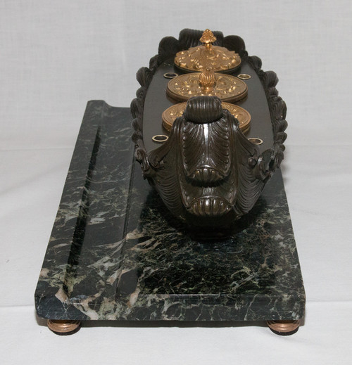 Calamaio In Bronzo Periodo Restauro 1820/1830 Circa