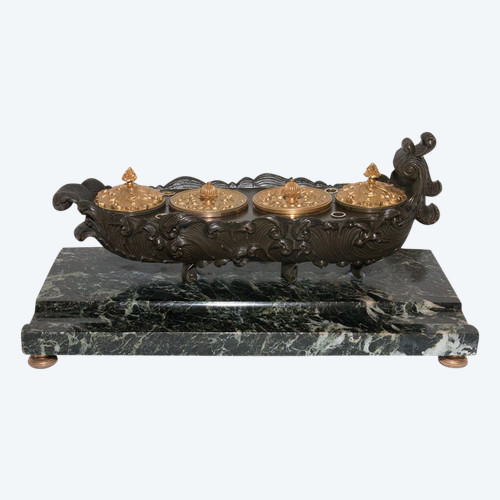 Calamaio In Bronzo Periodo Restauro 1820/1830 Circa