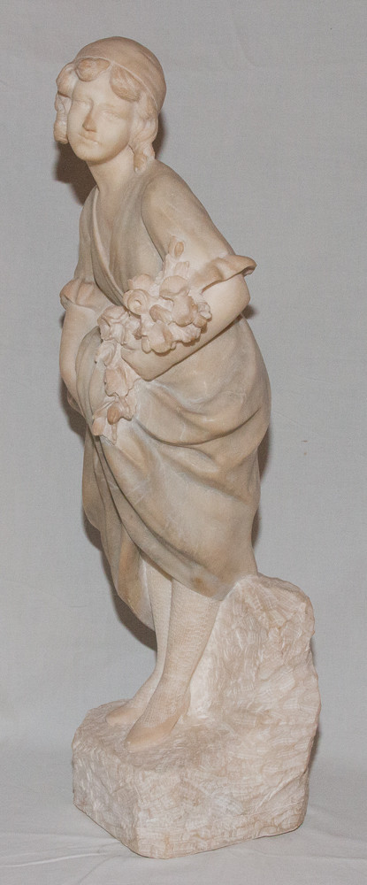 Scultura in alabastro Giovane Pugi, fine del XIX secolo