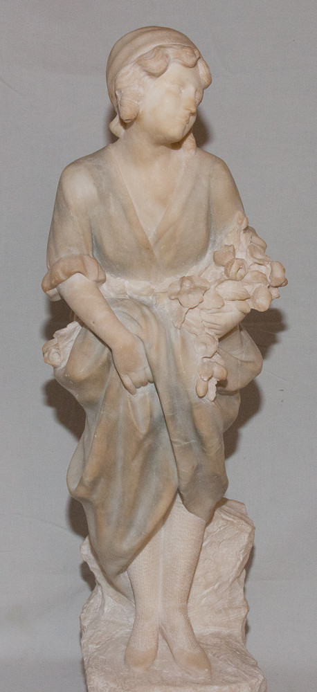 Scultura in alabastro Giovane Pugi, fine del XIX secolo