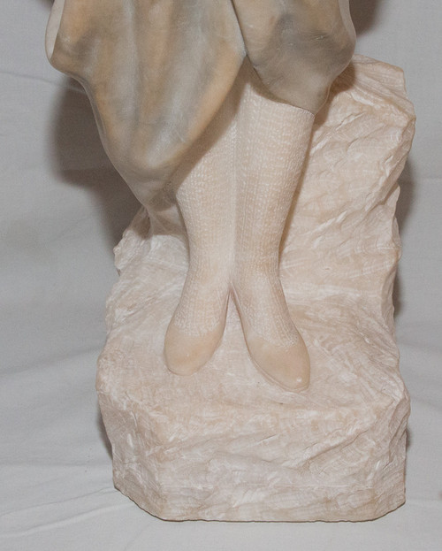 Scultura in alabastro Giovane Pugi, fine del XIX secolo