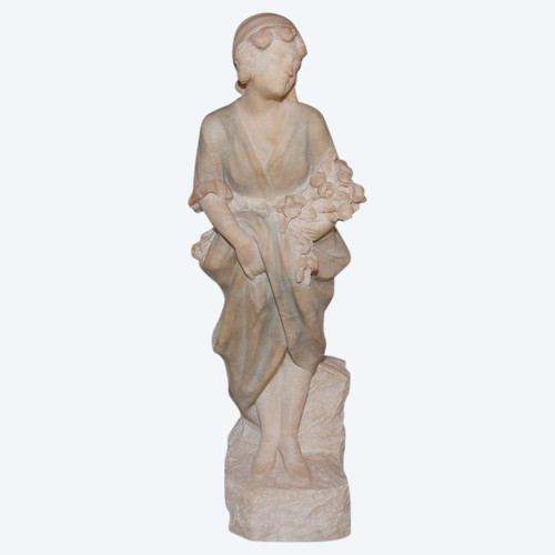 Scultura in alabastro Giovane Pugi, fine del XIX secolo