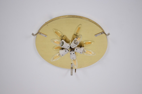 Ceiling light in brass and Murano, 1970’s.