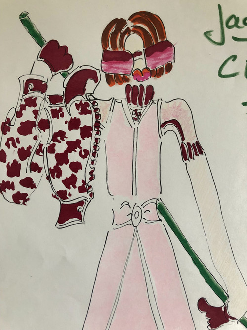 Original drawing by André Courrèges (1923-2016) work early 1970