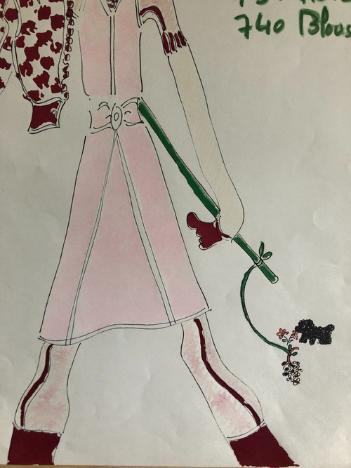 Original drawing by André Courrèges (1923-2016) work early 1970