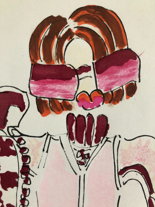Original drawing by André Courrèges (1923-2016) work early 1970