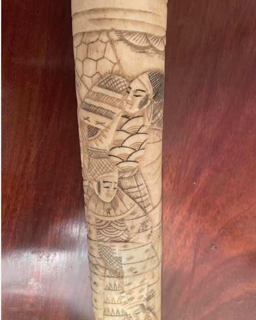 Japanese Catana Around 1880 In Bone And Steel