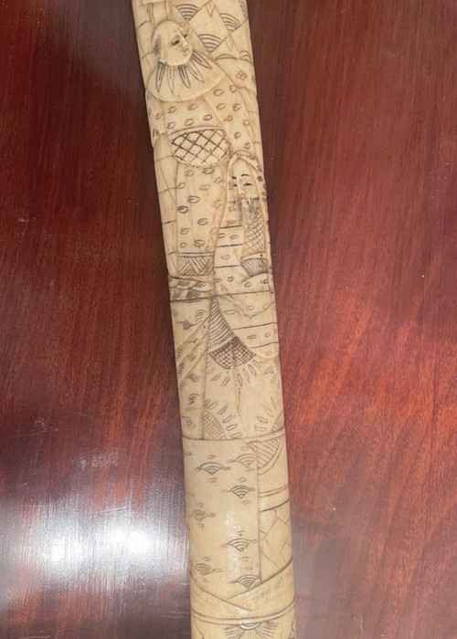 Japanese Catana Around 1880 In Bone And Steel