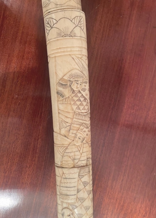 Japanese Catana Around 1880 In Bone And Steel