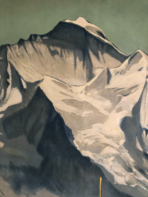 Poster Schynige Platte Interlaken by Ernst Hodel published by Gebrüder Fretz A.G 1930 Original