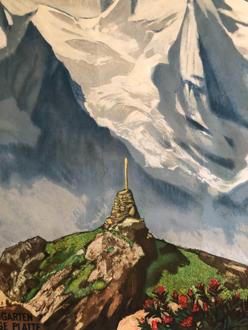 Poster Schynige Platte Interlaken by Ernst Hodel published by Gebrüder Fretz A.G 1930 Original