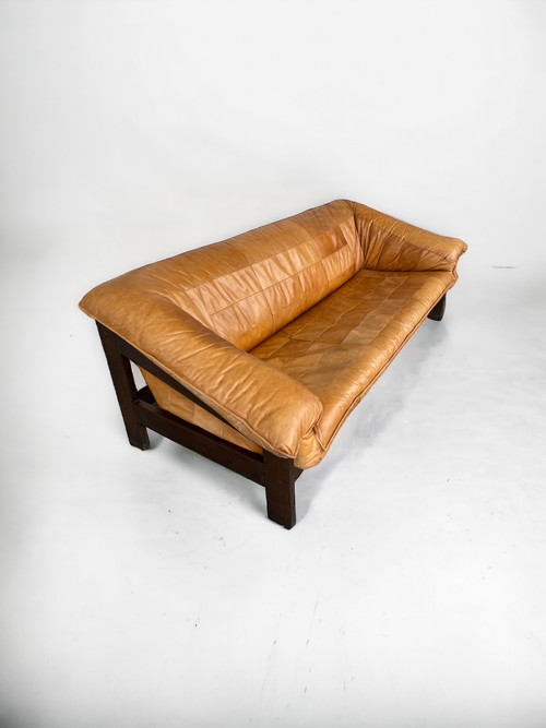 Vintage Scandinavian Leather Sofa Circa 1970