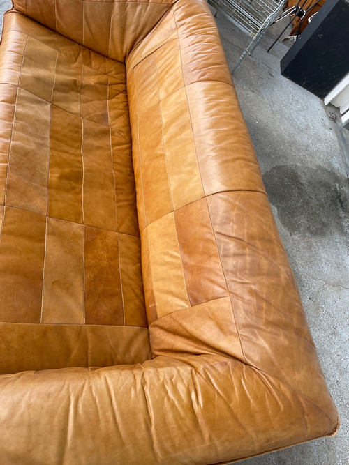 Vintage Scandinavian Leather Sofa Circa 1970