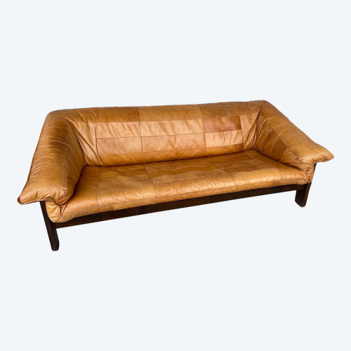 Vintage Scandinavian Leather Sofa Circa 1970