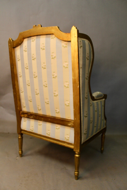 Louis XVI Style Winged Bergère In Golden Wood