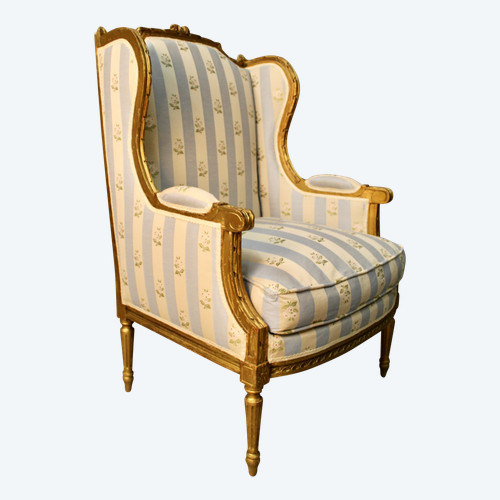 Louis XVI Style Winged Bergère In Golden Wood