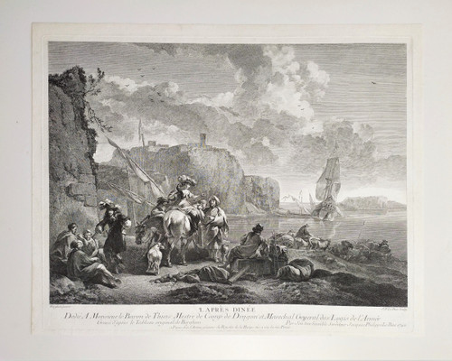 Gravure Par Jacques Philippe Le Bas  l'Après  Dinée  18ème