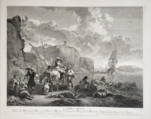 Gravure Par Jacques Philippe Le Bas  l'Après  Dinée  18ème