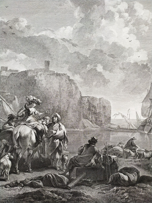 Gravure Par Jacques Philippe Le Bas  l'Après  Dinée  18ème