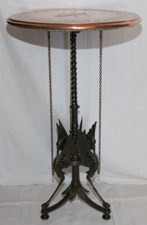 Pedestal Table In Cast Iron And Copper Napoleon III Period