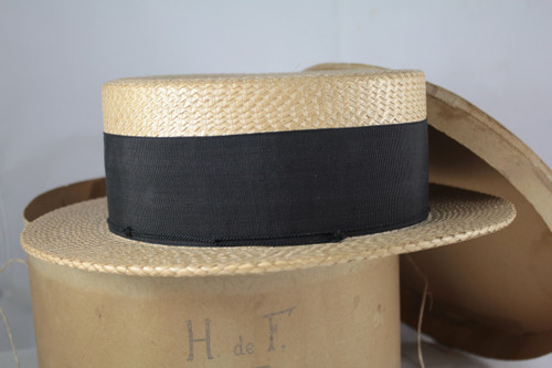 Woven straw boater by Aristide Boucicaut (Au Bon Marché)