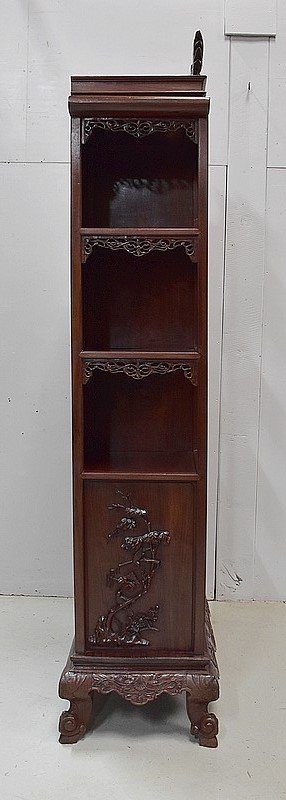  Mobiletto atipico asiatico, origine Vietnam, in mogano massiccio - Fine XIX secolo