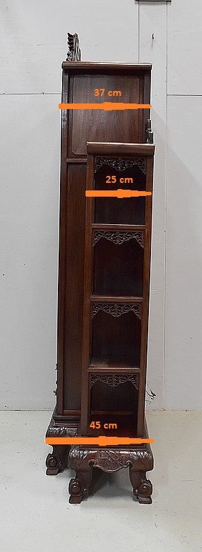  Mobiletto atipico asiatico, origine Vietnam, in mogano massiccio - Fine XIX secolo