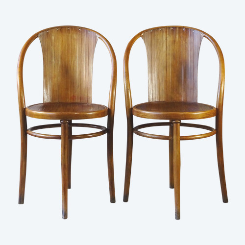 Paire de chaises/fauteuils par KOHN N°143, vers 1905 état original, no Thonet (vente par 1 possible)