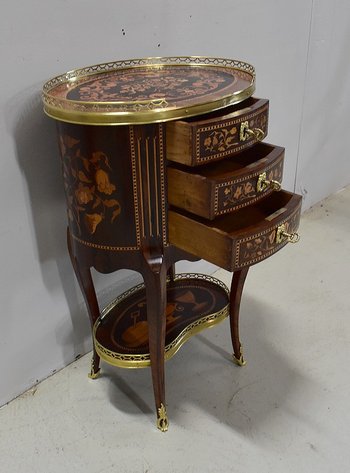  Petite Commode Chiffonnière Marquetée, en Palissandre, style Transition Louis XV - Louis XVI - Milieu XIXe 