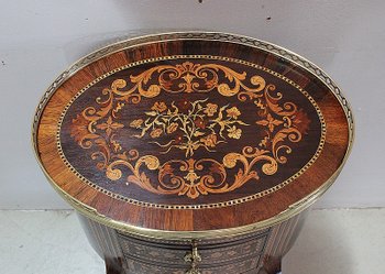  Petite Commode Chiffonnière Marquetée, en Palissandre, style Transition Louis XV - Louis XVI - Milieu XIXe 