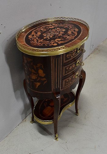  Petite Commode Chiffonnière Marquetée, en Palissandre, style Transition Louis XV - Louis XVI - Milieu XIXe 