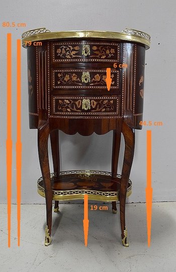  Petite Commode Chiffonnière Marquetée, en Palissandre, style Transition Louis XV - Louis XVI - Milieu XIXe 