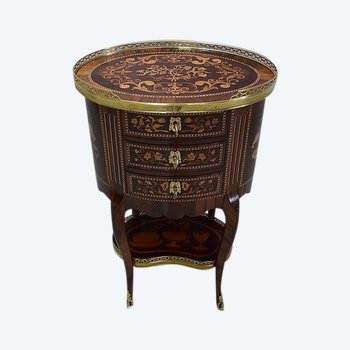  Petite Commode Chiffonnière Marquetée, en Palissandre, style Transition Louis XV - Louis XVI - Milieu XIXe 